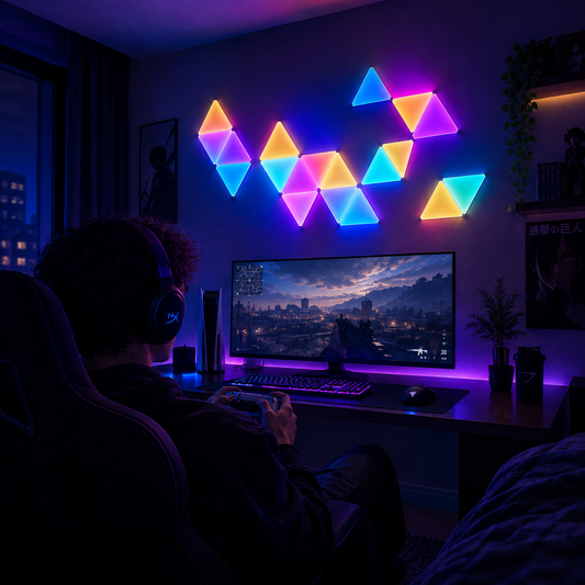 LUMEA — Pack de 3 paneles LED triangulares con música y control por voz